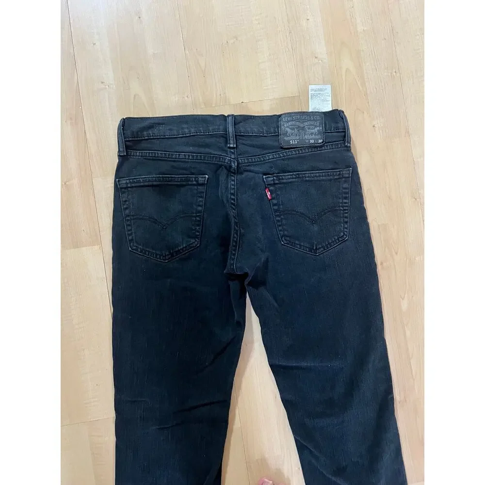 Levi Strauss & Co 511 Mens Slim Fit Black Denim Jeans Size 30x30